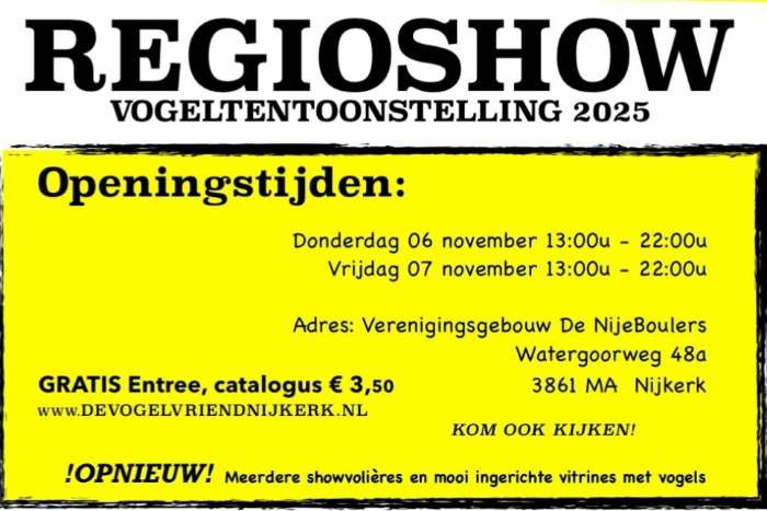 vogelshow 75 jaar de vogelvriend nijkerk