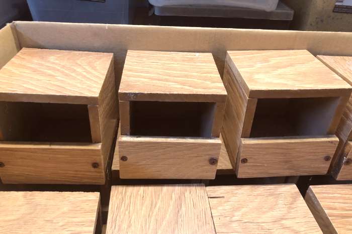 12 st tropen nestkastjes van parket hout