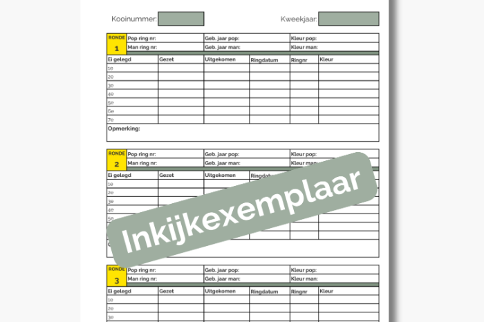 kweekboek voor een goede registratie van kweekadministratie