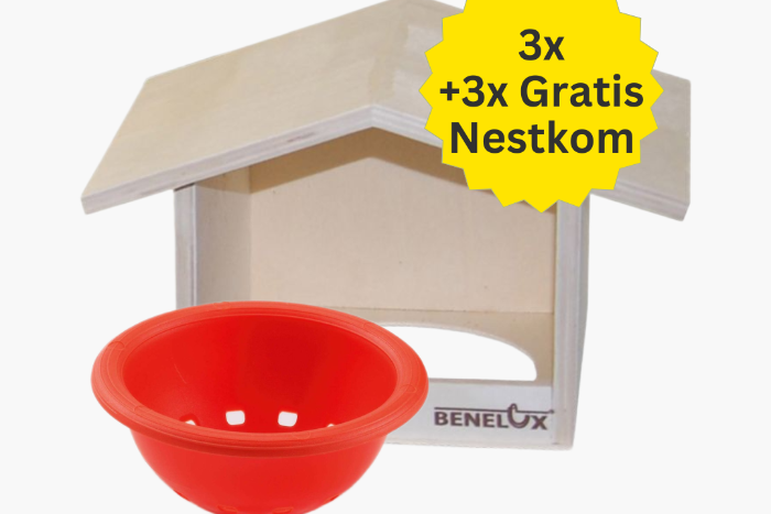 nestkast hout kanarie en wildzang - kapelvorm met nestkom - 3 st