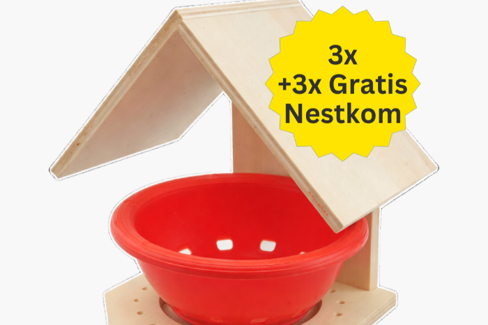 nestkast hout kanarie en wildzang - kapelvorm met nestkom - 3 st