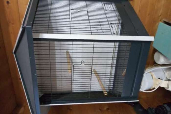 te koop aangeboden 1x houten kooi en 1x metalen kooi