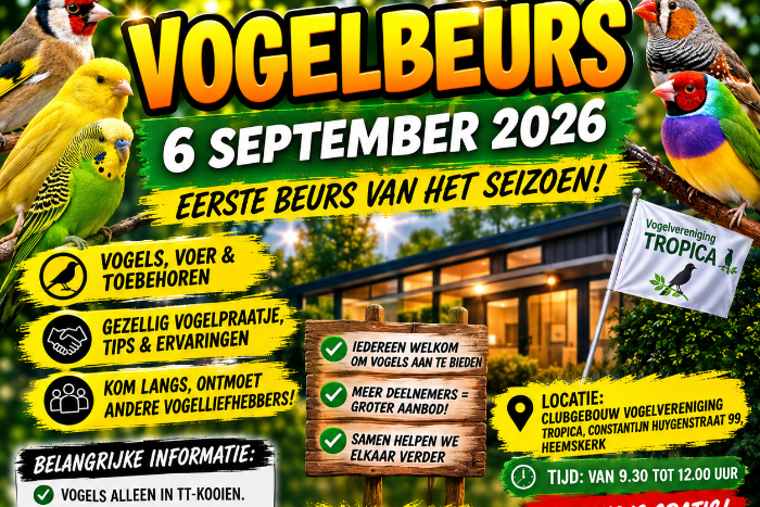 vogelbeurs vv tropica heemskerk 6 september 2026