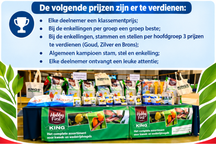 u kunt nog 4 dagen inschrijven voor eendaagse postuurkanarieshow