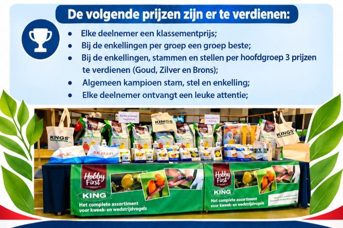 u kunt nog 4 dagen inschrijven, eendaagse postuurkanarieshow