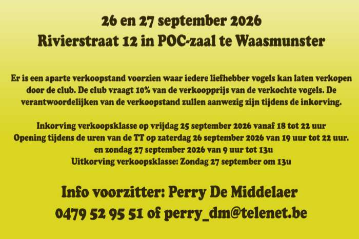 vogelbeurs exoten/tropen bnec - 26/27 september 2026