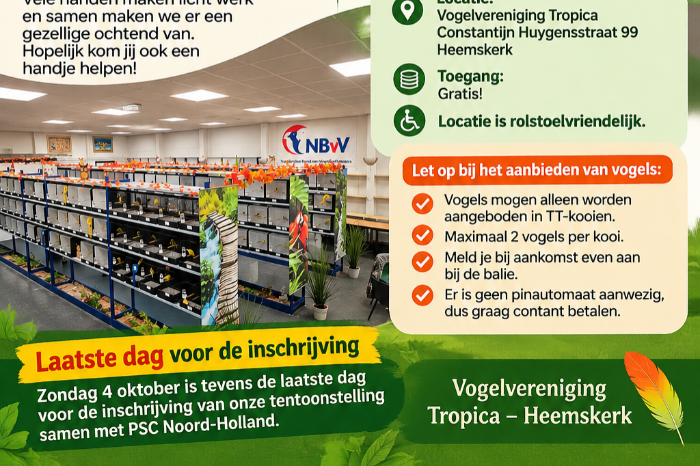 een gezellig en actief weekend bij vogelvereniging tropica!