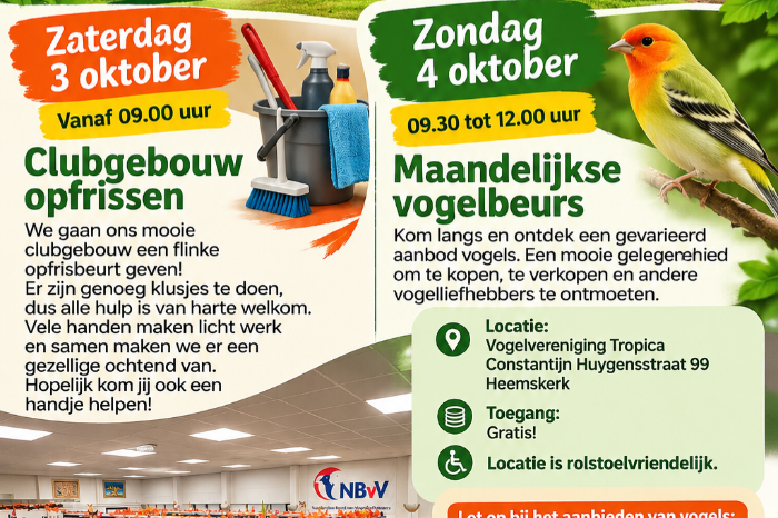 een gezellig en actief weekend bij vogelvereniging tropica!