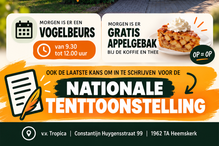 een gezellig en actief weekend bij vogelvereniging tropica!