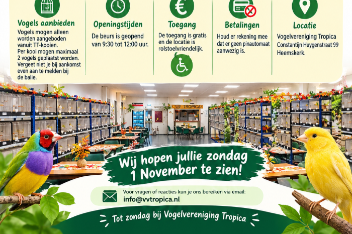 vogelbeurs vv tropica heemskerk 1 november